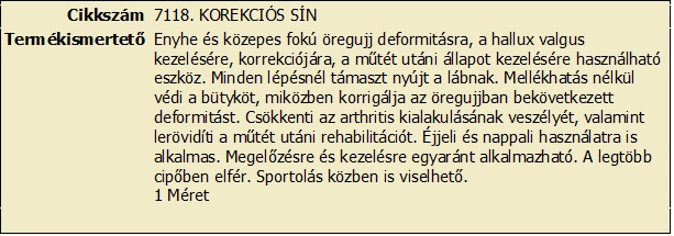 KORREKCIÓS SÍN 7118 2